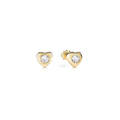 Gold plated heart stud earrings ube61084